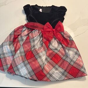 Bonnie Baby Black Velvet Dress with Red Accents